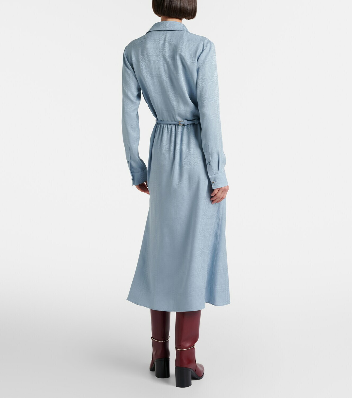Gucci Interlocking G belted silk shirt dress