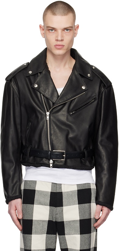 Photo: Magliano Black Pin-Buckle Leather Jacket