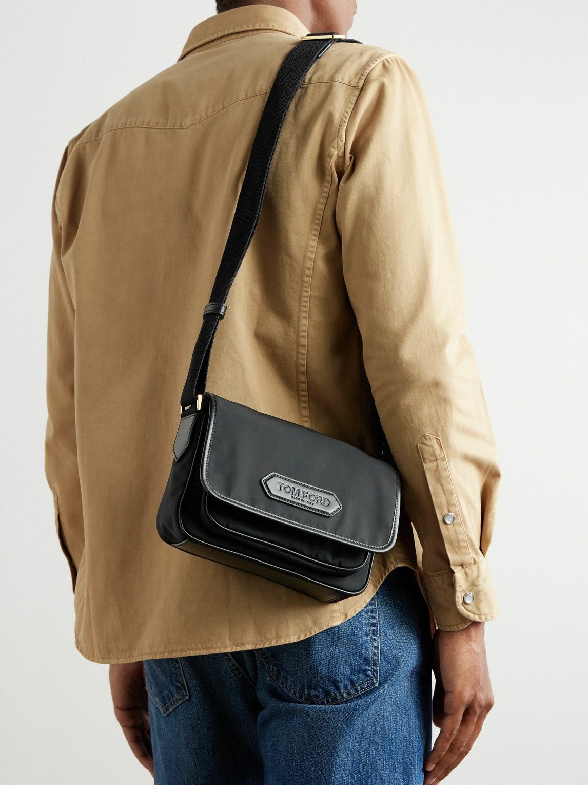 TOM FORD - Leather-Trimmed Recycled-Nylon Messenger Bag