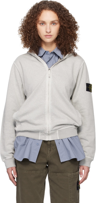 Photo: Stone Island Gray 6100032 Malfilé Fleece Old Effect Hoodie