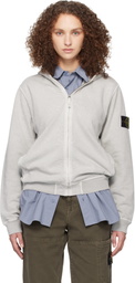 Stone Island Gray 6100032 Malfilé Fleece Old Effect Hoodie