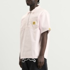 ICECREAM Men's Waitress Quarter Zip Work Shirt in Pink Stripe