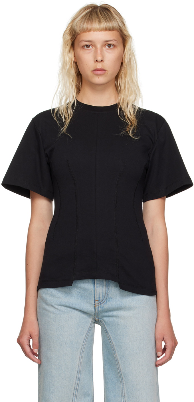 Victoria Beckham Black Gathered TShirt Victoria Beckham