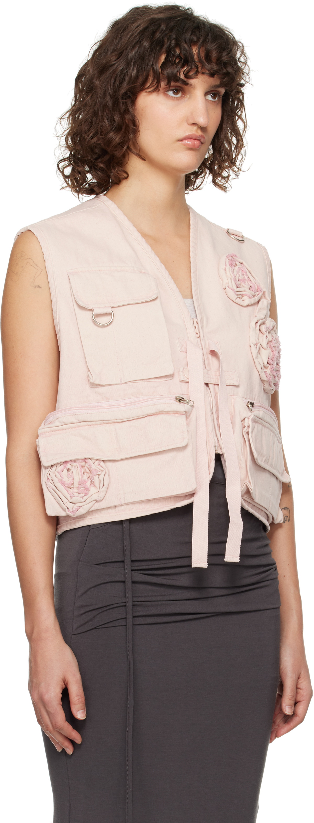OPEN YY Pink Appliqué Cargo Vest