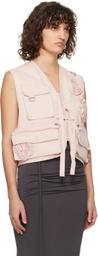 OPEN YY Pink Appliqué Cargo Vest