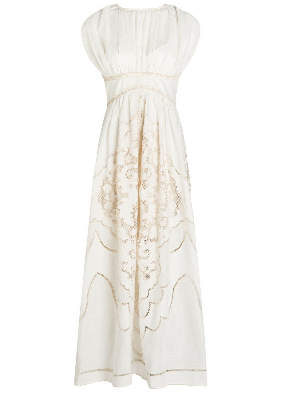 Zimmermann Daylight Embroidered Woven Maxi Dress Cream