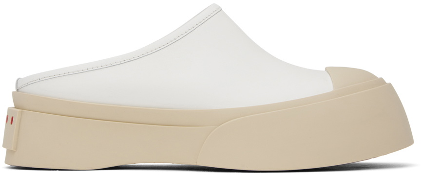 Marni White Leather Pablo Slippers