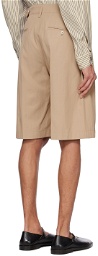 LEMAIRE Beige Pleated Bermuda Shorts