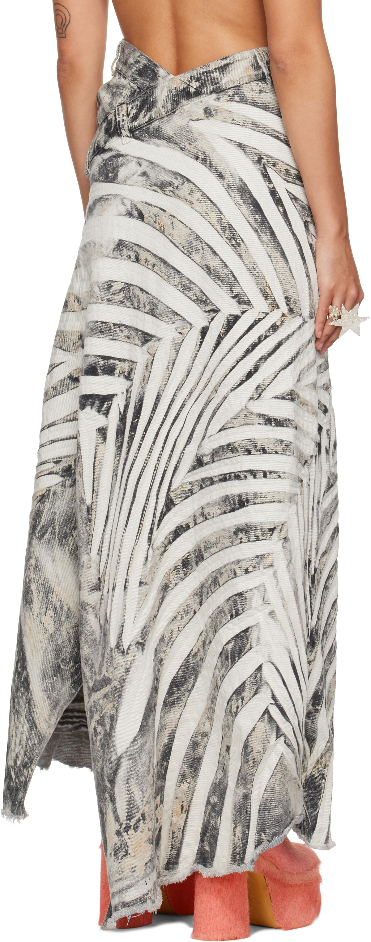 Masha Popova SSENSE Exclusive White & Black Denim Maxi Skirt