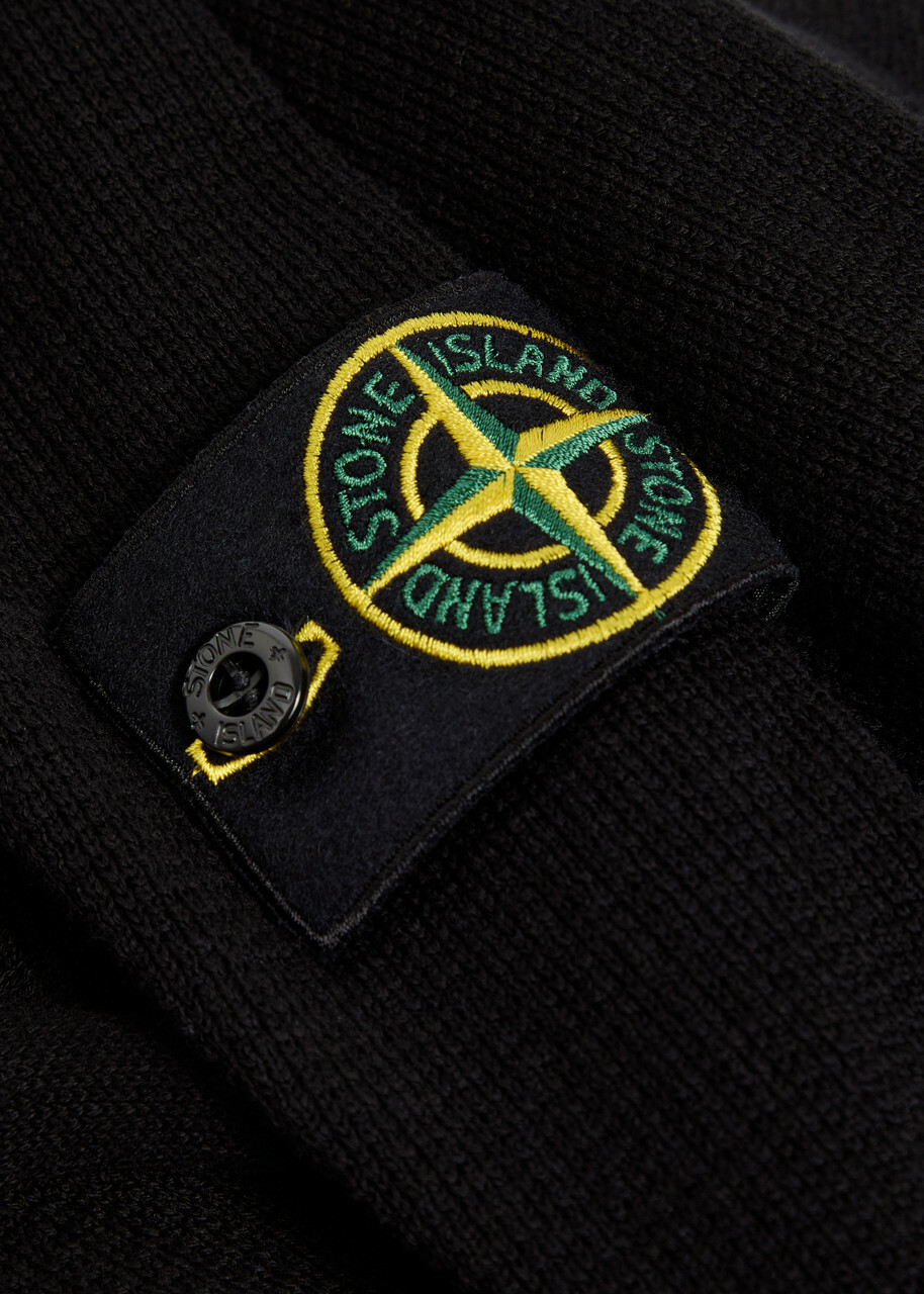 Stone Island Knit Cotton Polo Shirt Black