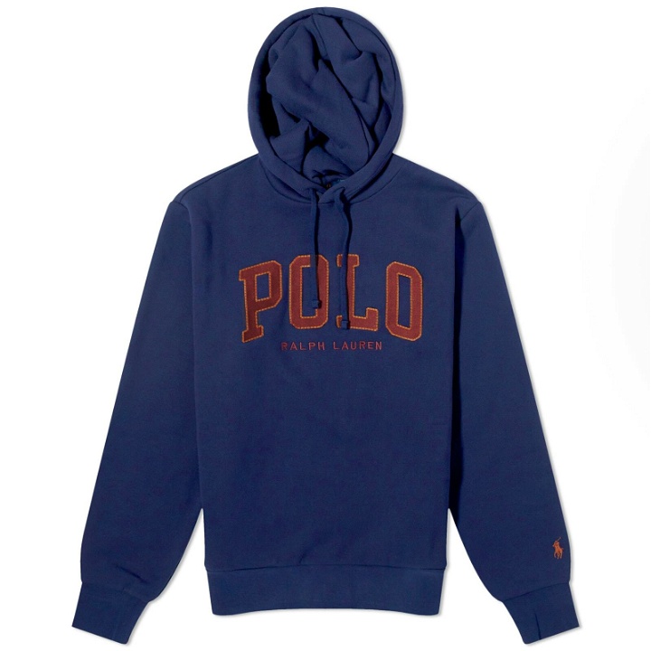 Photo: Polo Ralph Lauren Men's Polo College Logo Hoodie in Cruise Navy