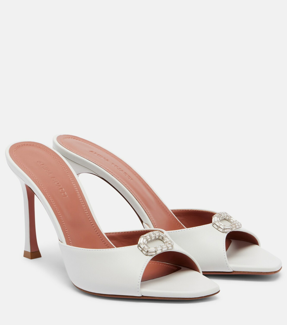 Amina Muaddi Mini Camelia embellished leather mules