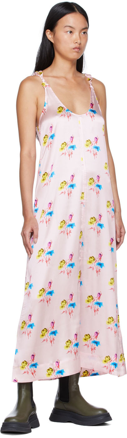 ganni pink silk dress GANNI Pink Silk Midi Dress GANNI