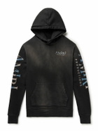 AMIRI - Logo-Print Distressed Cotton-Jersey Hoodie - Black