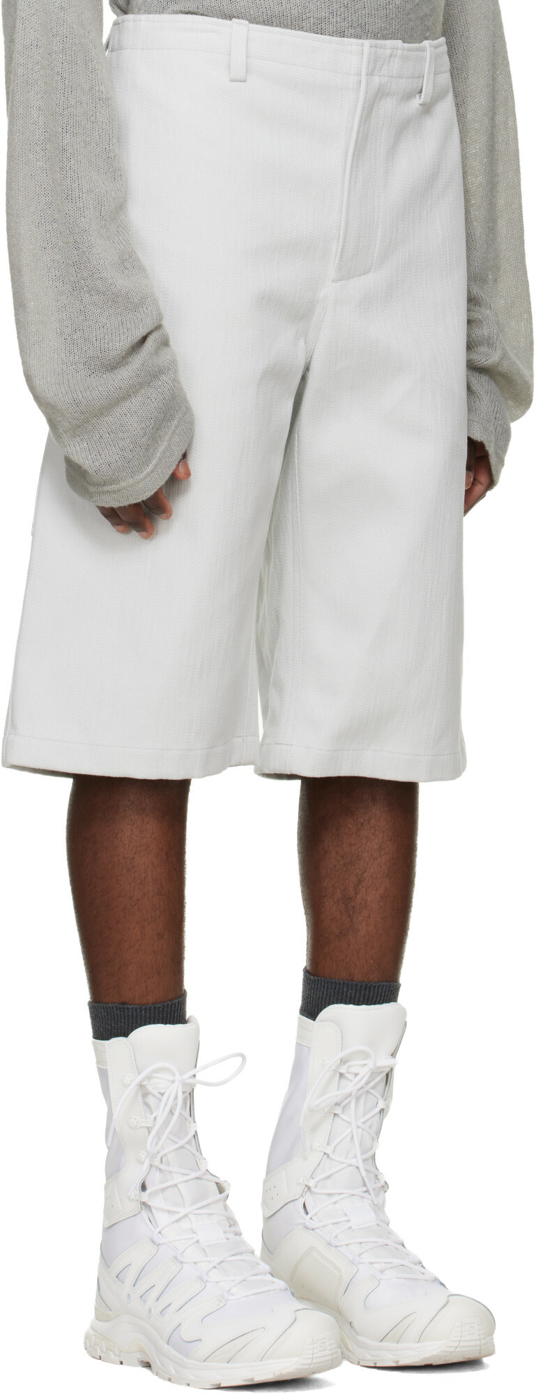 Rier Off-White Gabardine Utility Shorts