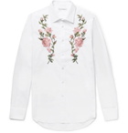 Alexander McQueen - Slim-Fit Embroidered Cotton-Poplin Shirt - Men - White