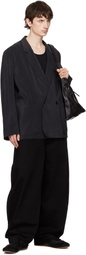 LEMAIRE Black Soft Double Breasted Dry Silk Blazer