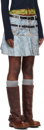 Andersson Bell Blue Python Fade Denim Printed Miniskirt