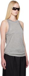 Carven Gray Silk Jersey Tank Top