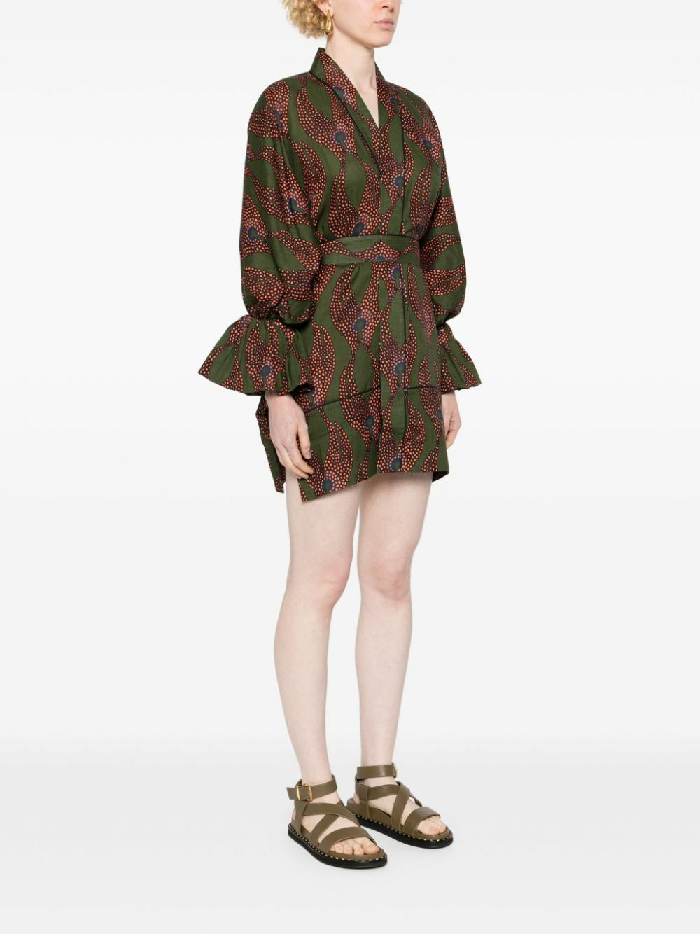 Maison La Plage Green Ravello Linen Mini Dress