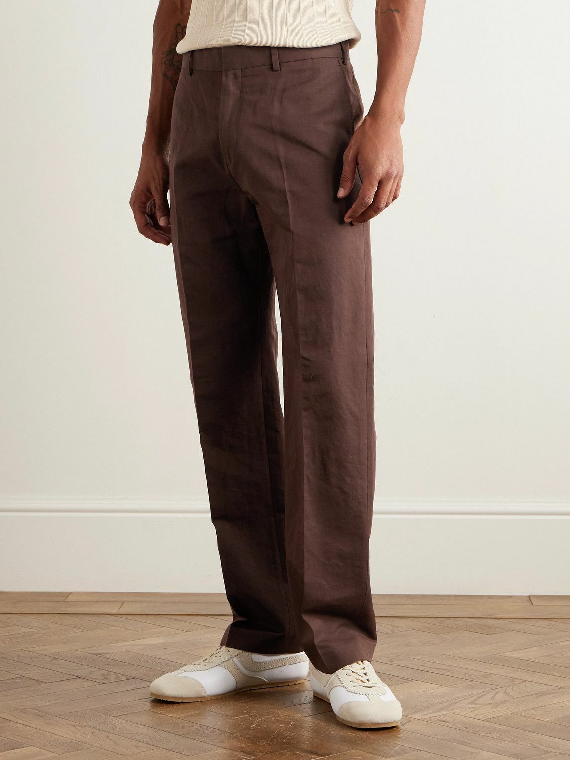 Paul Smith - Straight-Leg Cotton and Linen-Blend Trousers - Brown