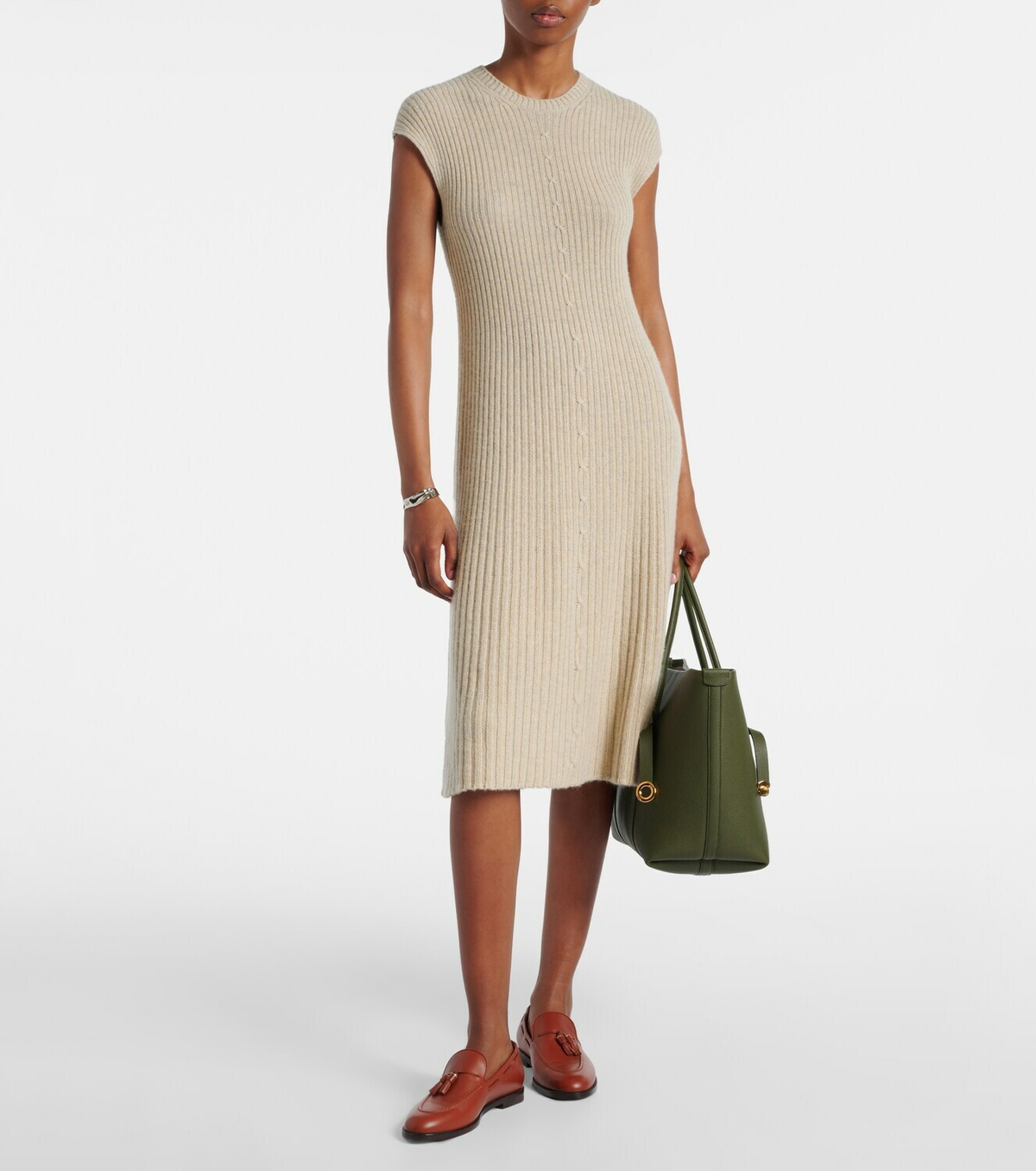 Loro Piana Ribbed-knit cashmere midi dress