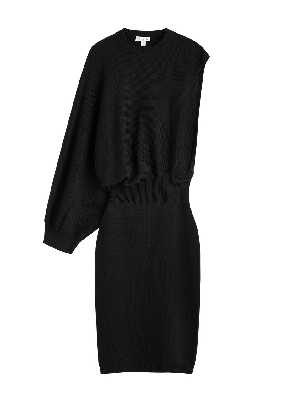 Alaa One-shoulder Wool Jumper Dress Black ALAA