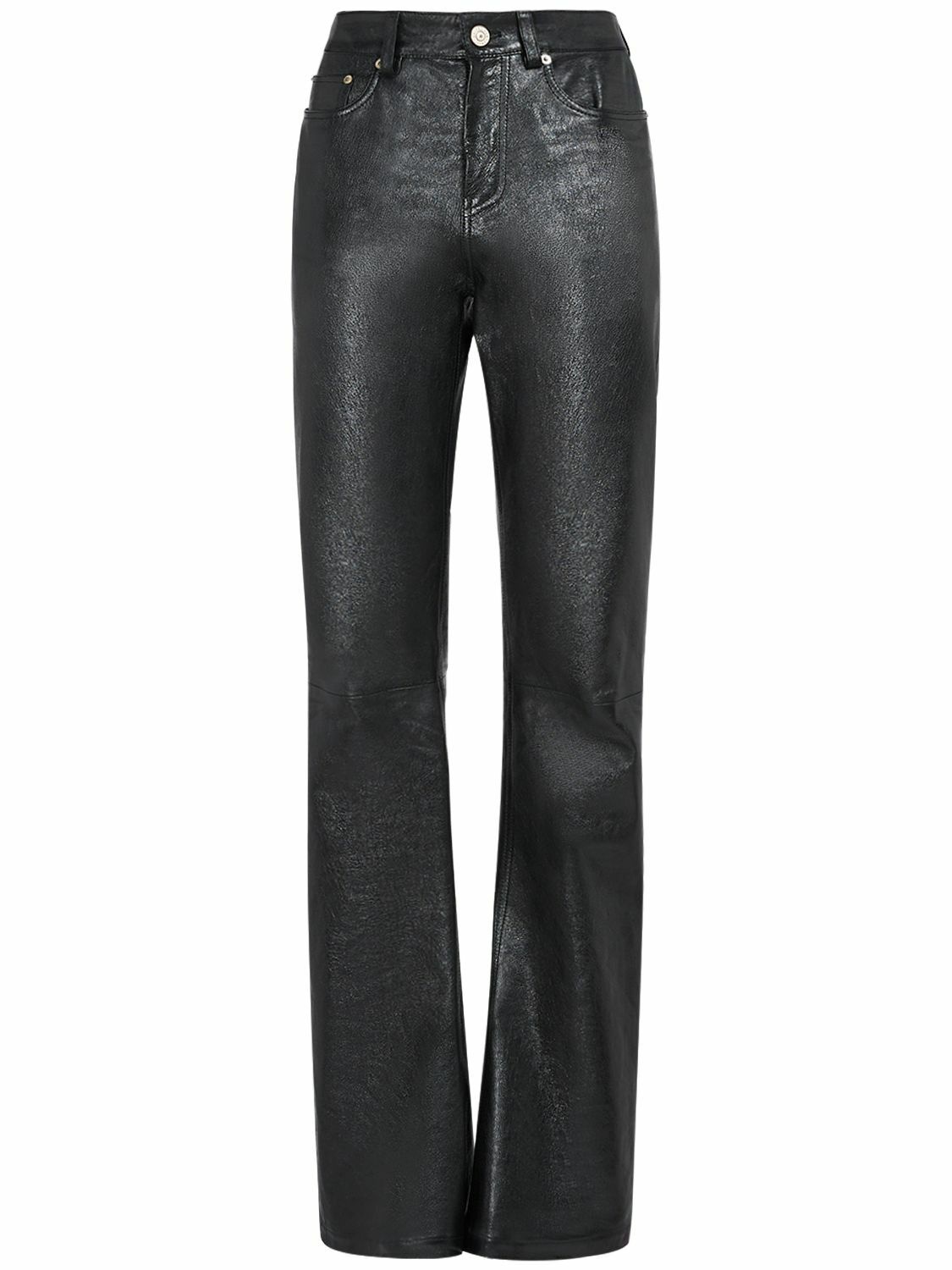 Photo: BALENCIAGA - Semi Shiny Leather Bootcut Pants
