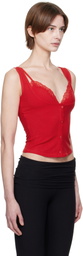 SKIMS Red Soft Lounge Lace Tank Top