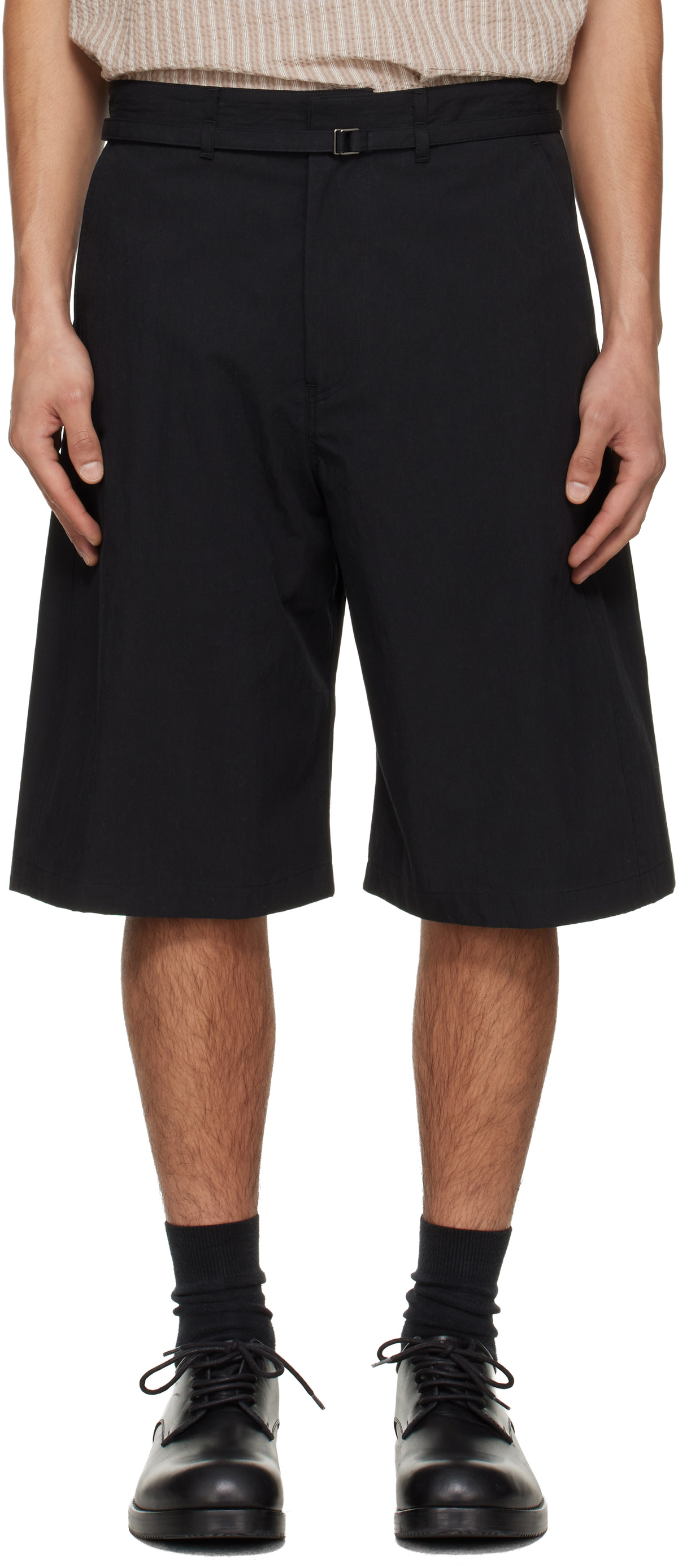 LE17SEPTEMBRE Black Belted Curved Shorts