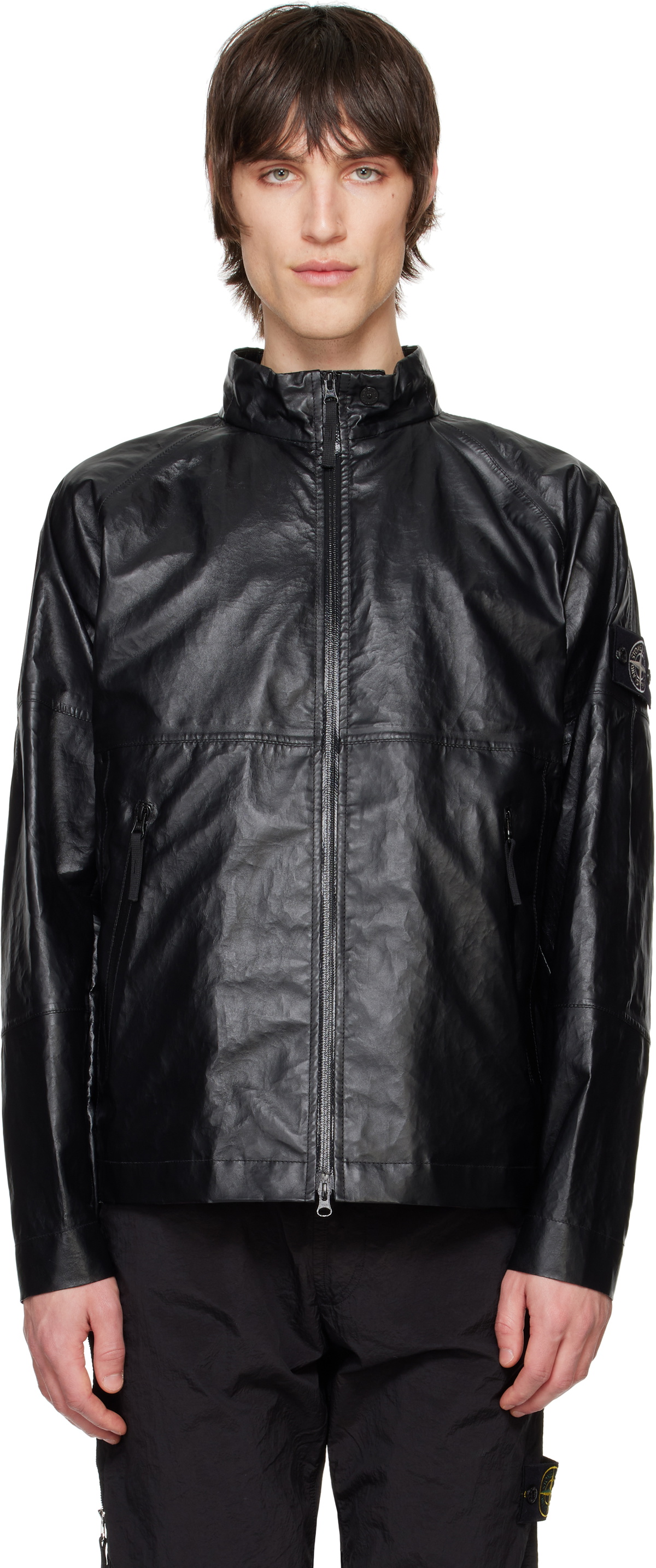 Stone Island - Logo-Appliquéd Full-Grain Leather Jacket