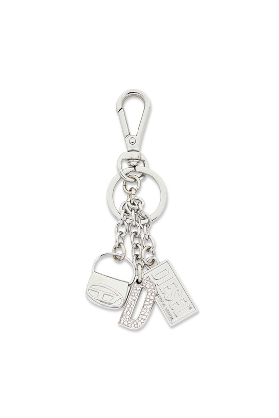 Photo: Diesel Metal keyring with logo charms - Charms and Keyrings Womens in Silver