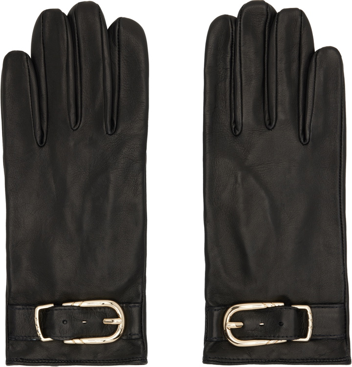 Photo: Ernest W. Baker Black Buckle Appliqué Leather Gloves