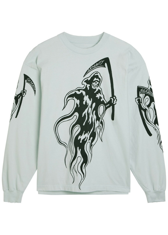 Photo: Warren Lotas Serenity Reaper Printed Long Sleeve Cotton top Grey