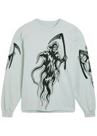Warren Lotas Serenity Reaper Printed Long Sleeve Cotton top Grey