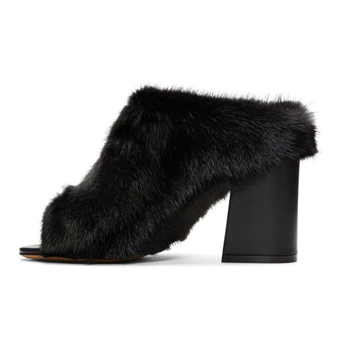 Givenchy Black Fur Paris Mules Givenchy