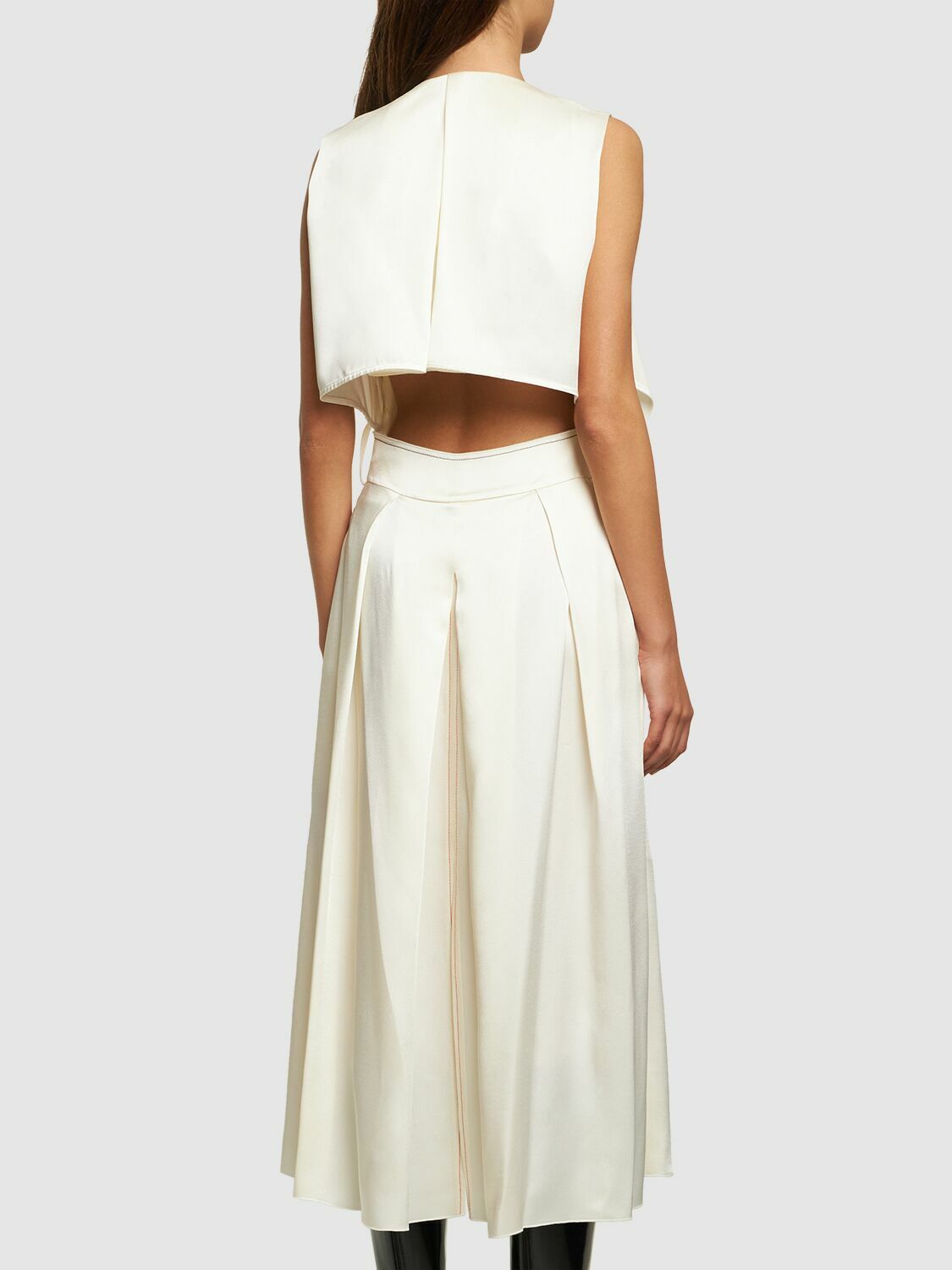 strapless open back dress Tommy Hilfiger Rib Tank Pleated Womens Midi Dress – CHO main image 0