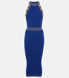 Balmain - Metallic knit midi dress