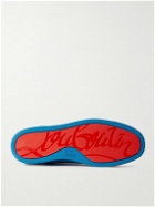 Christian Louboutin - Louis Logo-Embellished Grosgrain-Trimmed Suede High-Top Sneakers - Blue