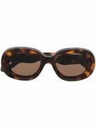 LOEWE EYEWEAR Brown Tortoiseshell Oval Sunglasses