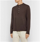 Massimo Alba - Hawai Watercolour-Dyed Cotton and Cashmere-Blend Henley T-Shirt - Brown