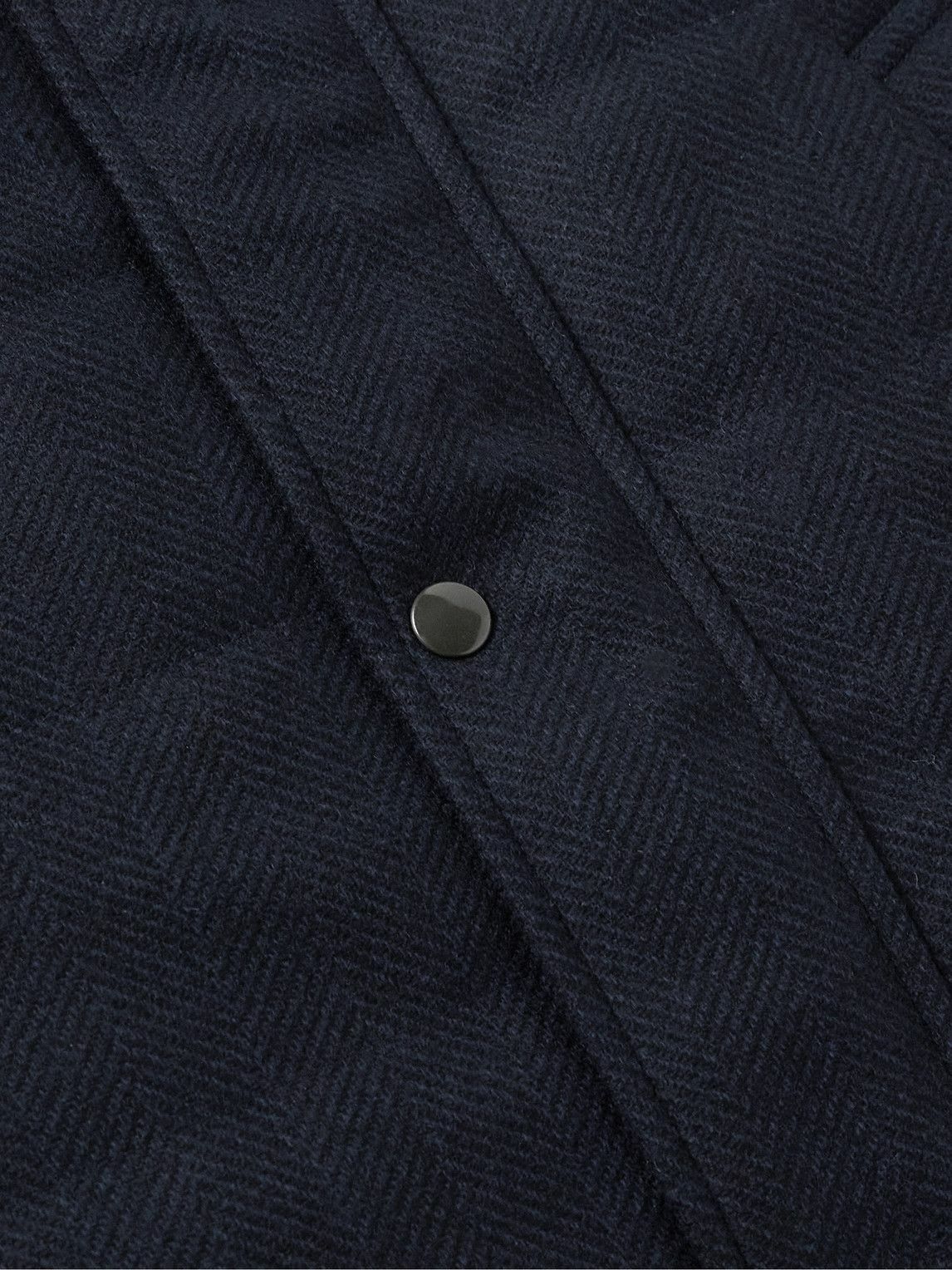 Kingsman - Slim-Fit Quilted Padded Herringbone Wool Gilet - Blue