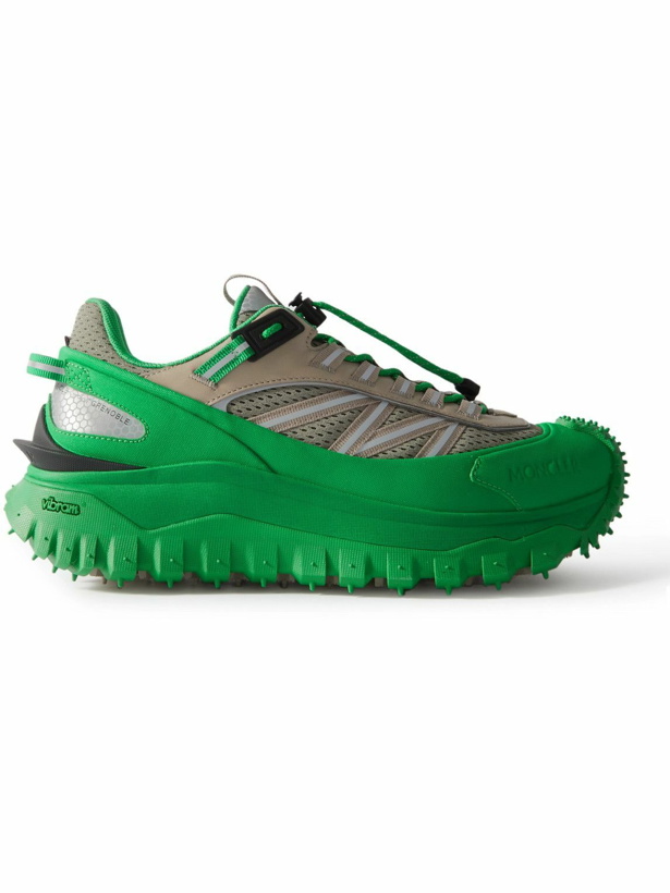 Photo: Moncler - Trailgrip Leather-Trimmed Mesh and Rubber Sneakers - Green