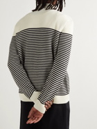 JW Anderson - Logo-Embroidered Striped Ribbed Merino Wool Half-Zip Sweater - Neutrals