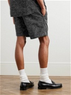 Corridor - Mind Spin Straight-Leg Embroidered Cotton-Drawstring Shorts - Black