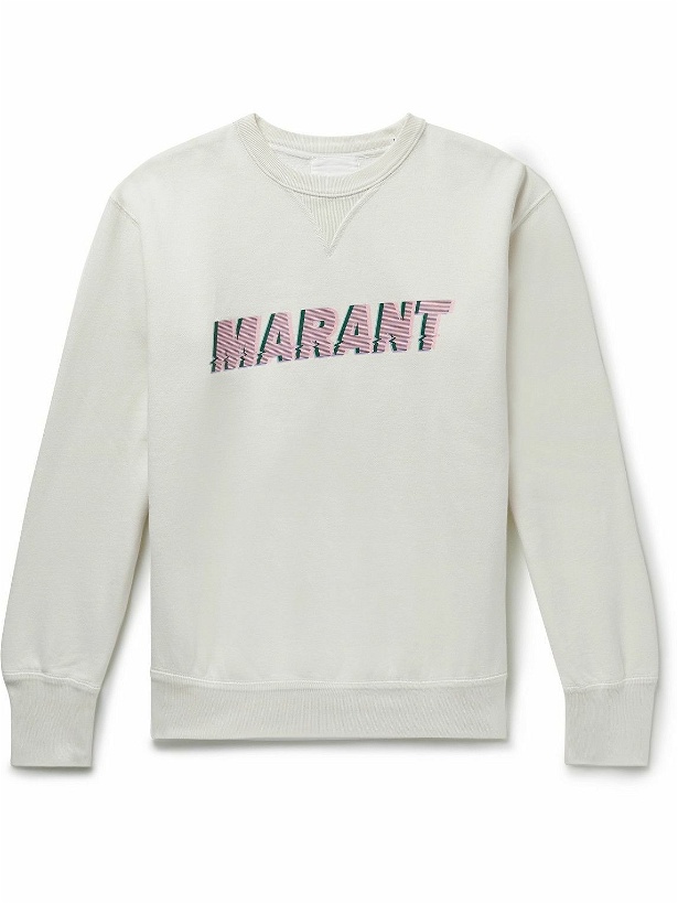 Photo: Isabel Marant - Flash Logo-Print Cotton-Blend Jersey Sweatshirt - Neutrals