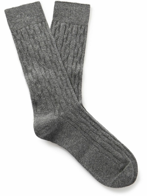 Photo: Anderson & Sheppard - Cable-Knit Cashmere Socks - Gray