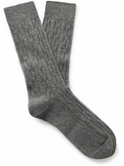 Anderson & Sheppard - Cable-Knit Cashmere Socks - Gray