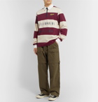 Billionaire Boys Club - Appliquéd Striped Cotton-Jersey Half-Zip Rugby Shirt - Burgundy