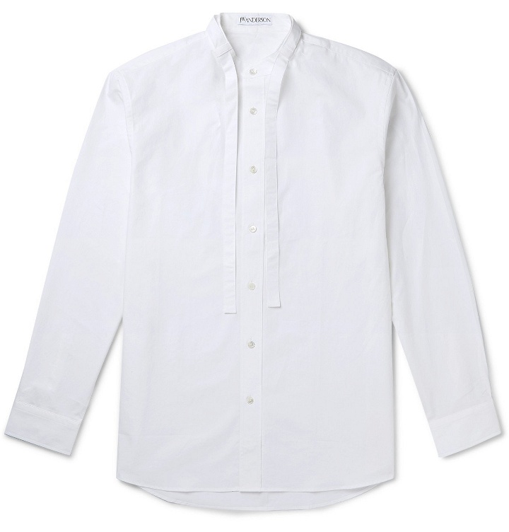 Photo: JW Anderson - Grandad-Collar Tie-Detailed Cotton Shirt - White